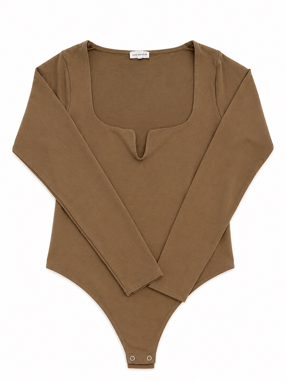 NWOT GOOD AMERICAN V BAR SQUARE NECK BODYSUIT WOMENS SIZE 4 BROWN SCULPTING